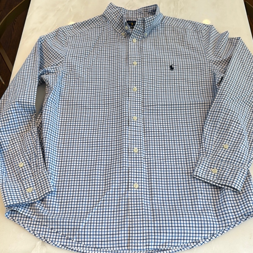 Ralph Lauren- Boys XL (18-20) blue striped long sleeve dress shirt